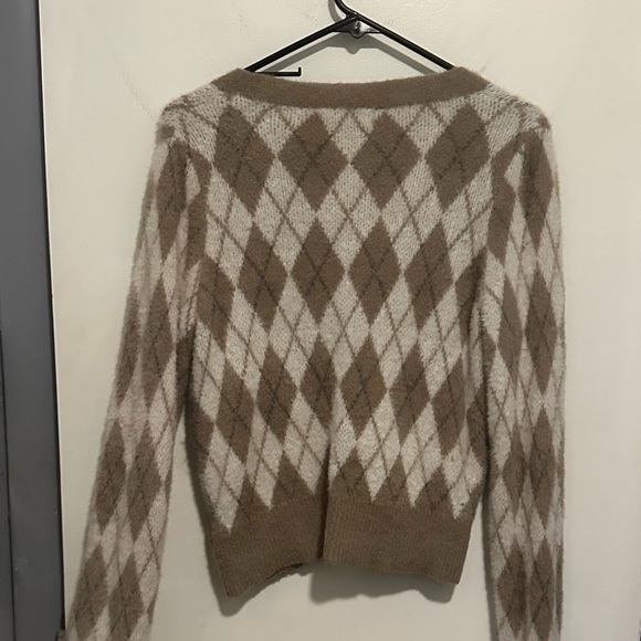 William Rast Cream and Brown Cropped Cardigan Sweater - Picture 5 of 5